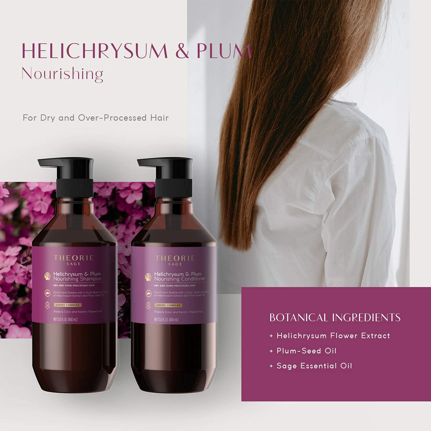 Theorie packaging variation display signals reliable color-safe protection for keratin-treated hair.