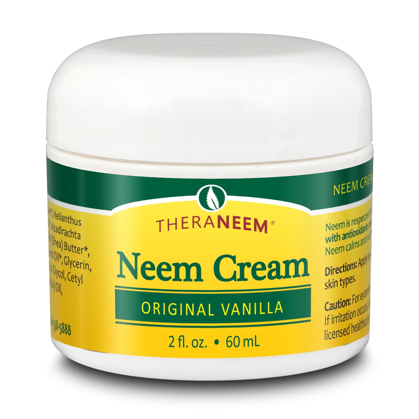 TheraNeem Cream Vanilla 2oz jar provides soothing hydration for dry, sensitive skin