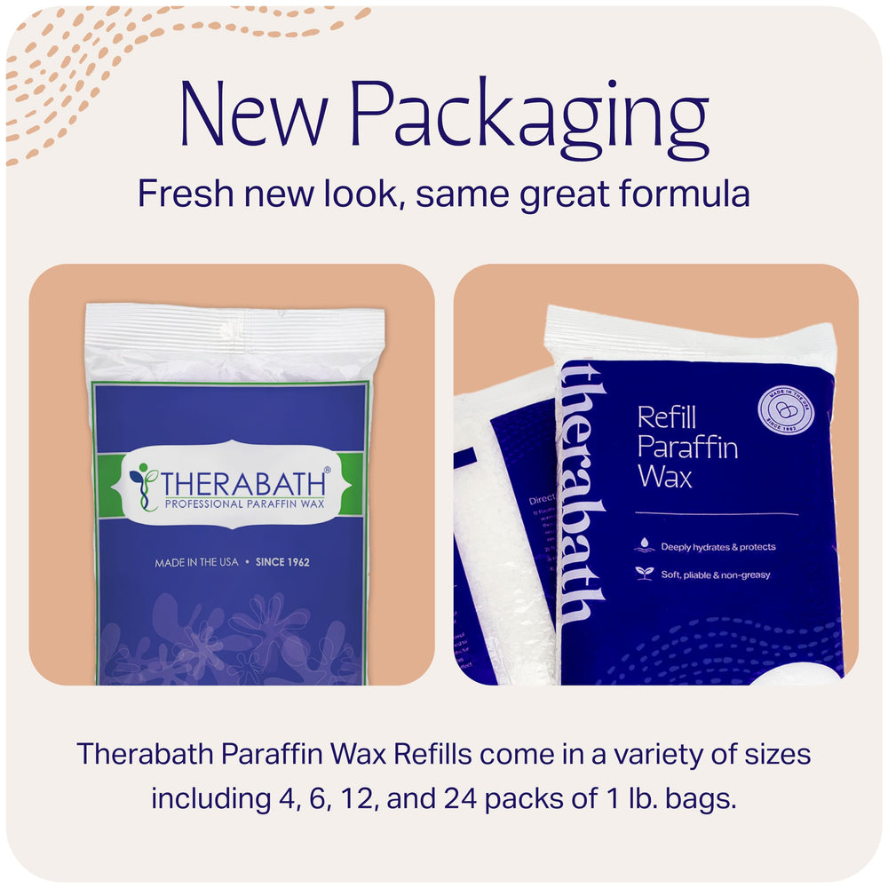 Therabath paraffin refill shows residue-free soft layer formation on skin.