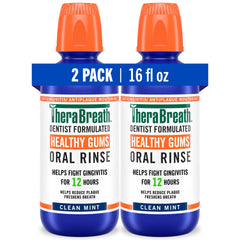 TheraBreath front packaging showing two Clean Mint bottles and benefits