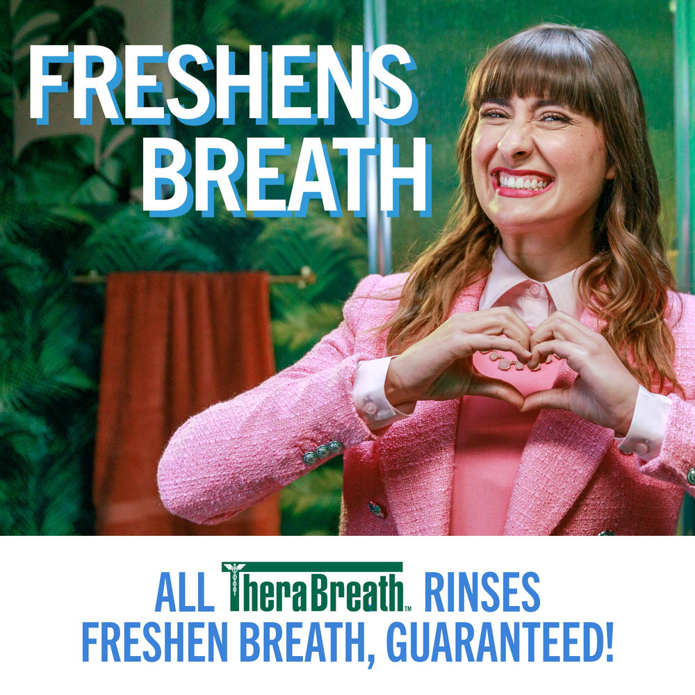 TheraBreath icy mint ingredients label highlights xylitol and clean formulation