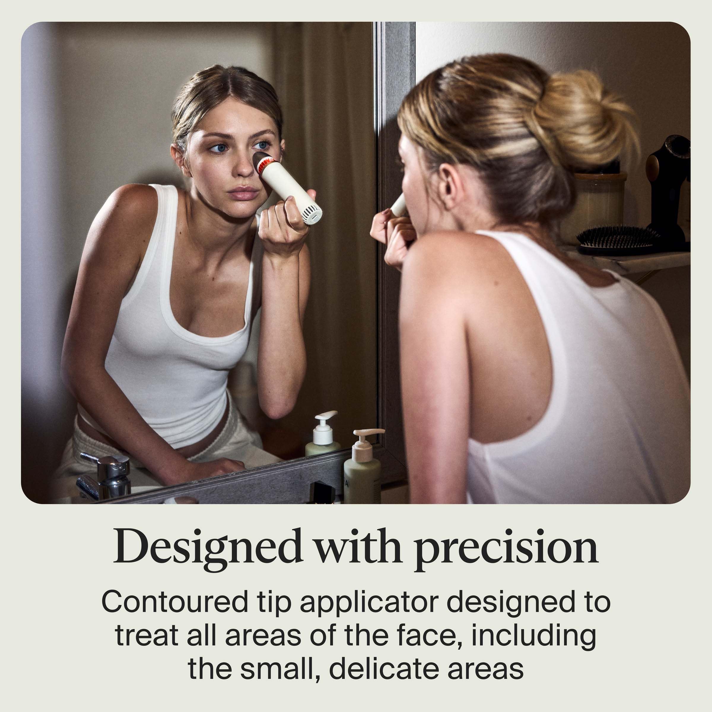 TheraFace Depuffing Wand delivers a subtle glow after treatment.