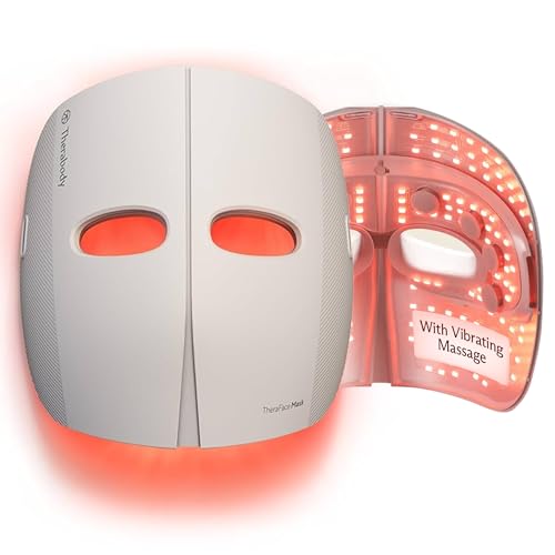 TheraFace Mask LED red-blue therapy in action for at-home skin glow and texture improvement.