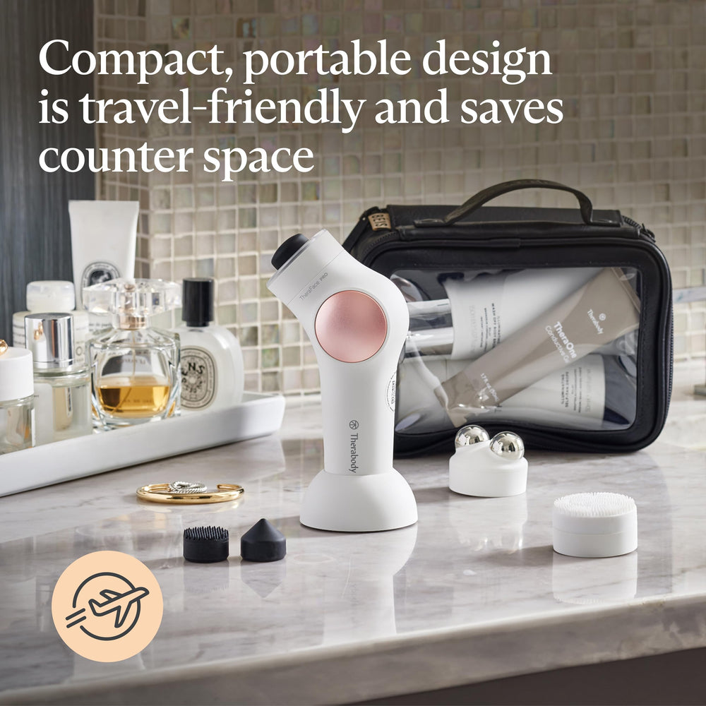 TheraFace PRO compact design fitting neatly on a vanity shelf