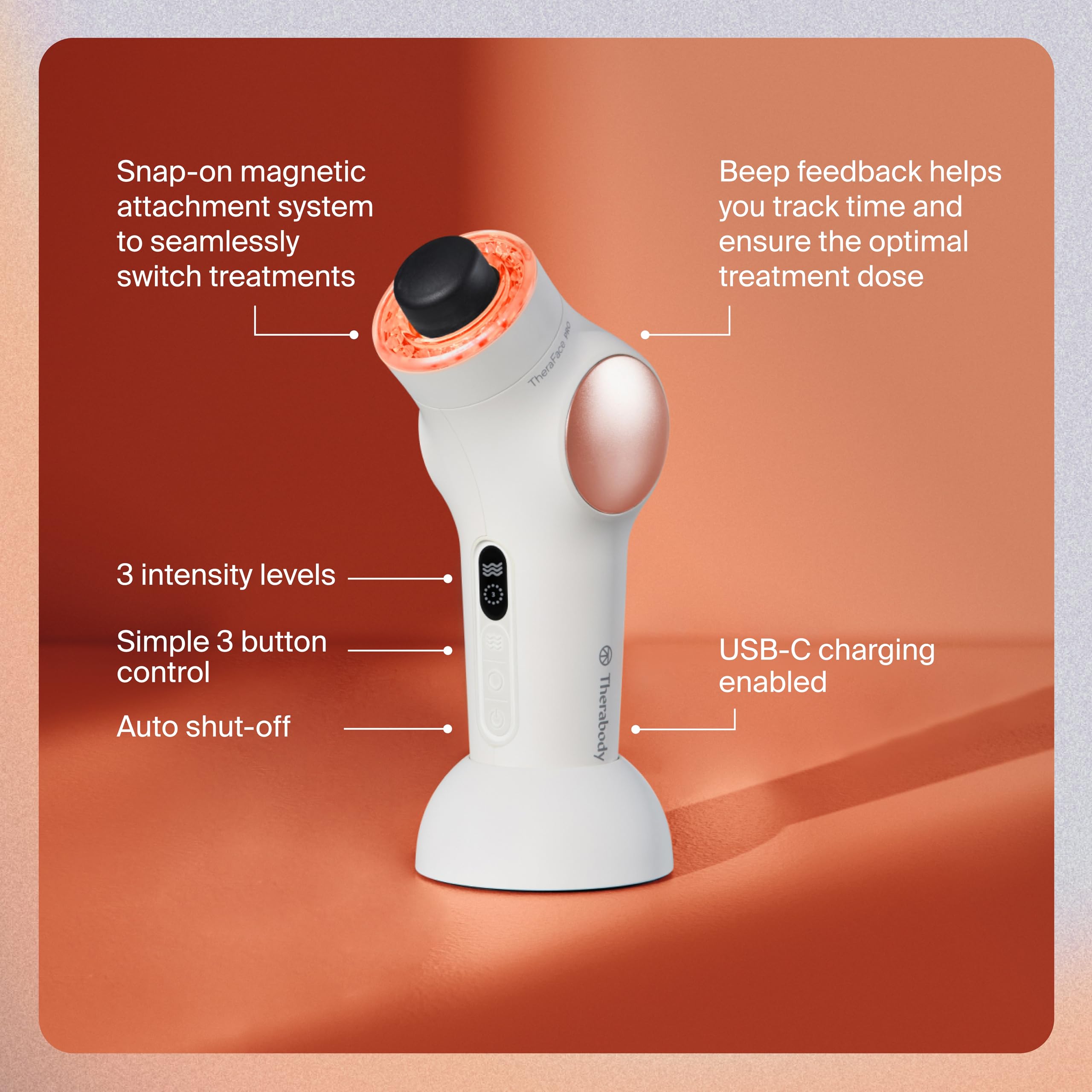 TheraFace PRO in-use beside a mirror during skincare session