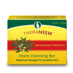 TheraNeem Neem Therape Cleansing Bar packshot highlighting fragrance-free sensitive-skin cleansing benefits.