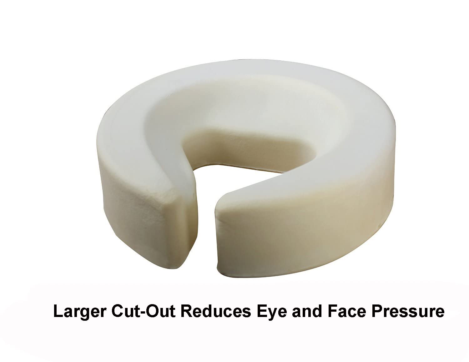Therapist's Choice headrest cushion eye-cutout design reduces eye pressure.