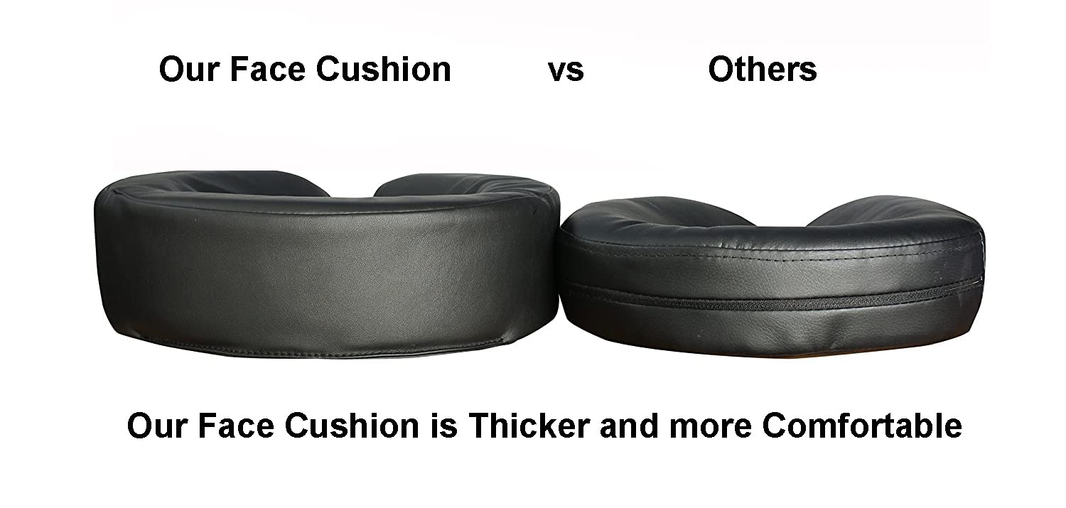 Therapist's Choice headrest cushion attached to table shows secure fit.