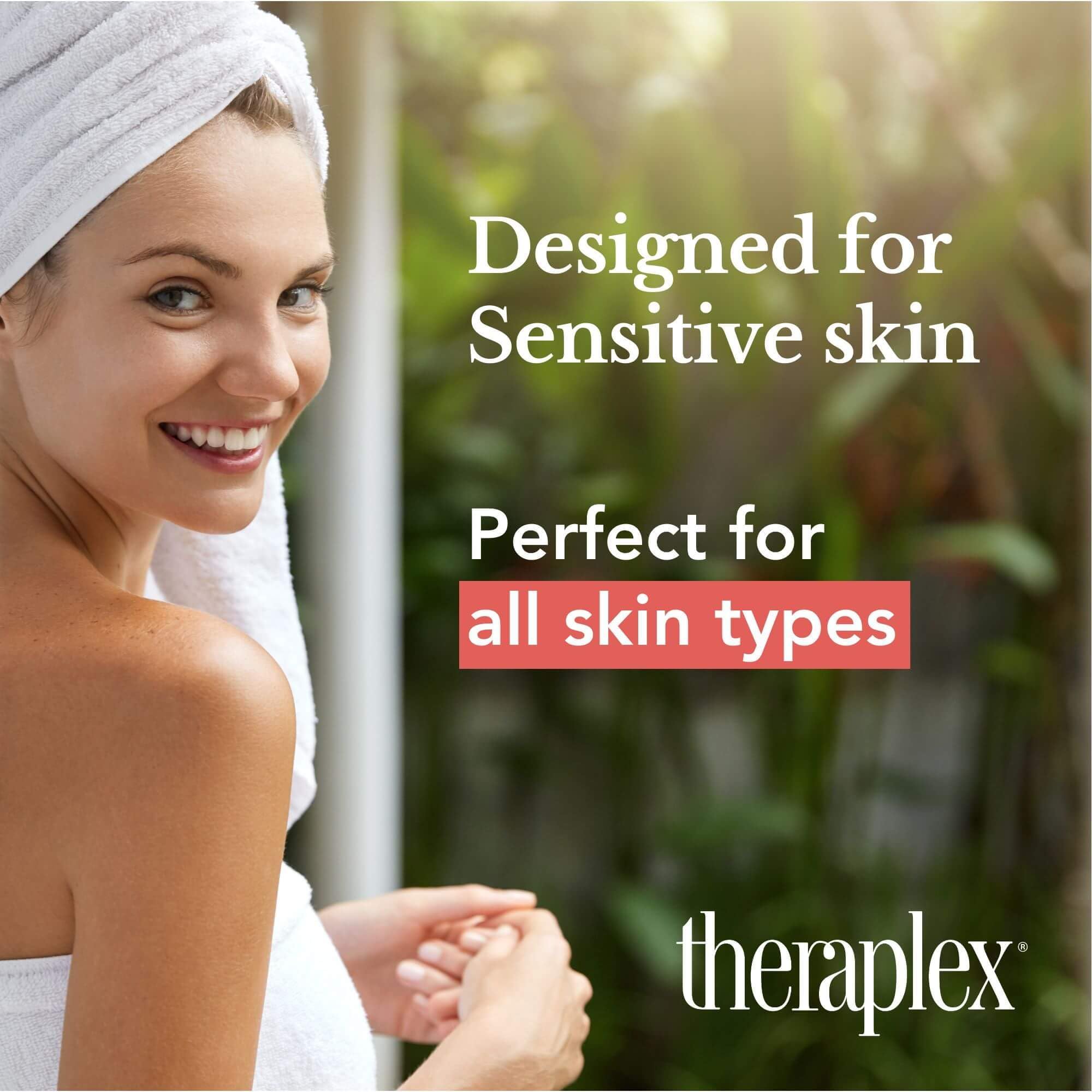 Theraplex Hydro Lotion label highlights gluten-free and lanolin-free properties.