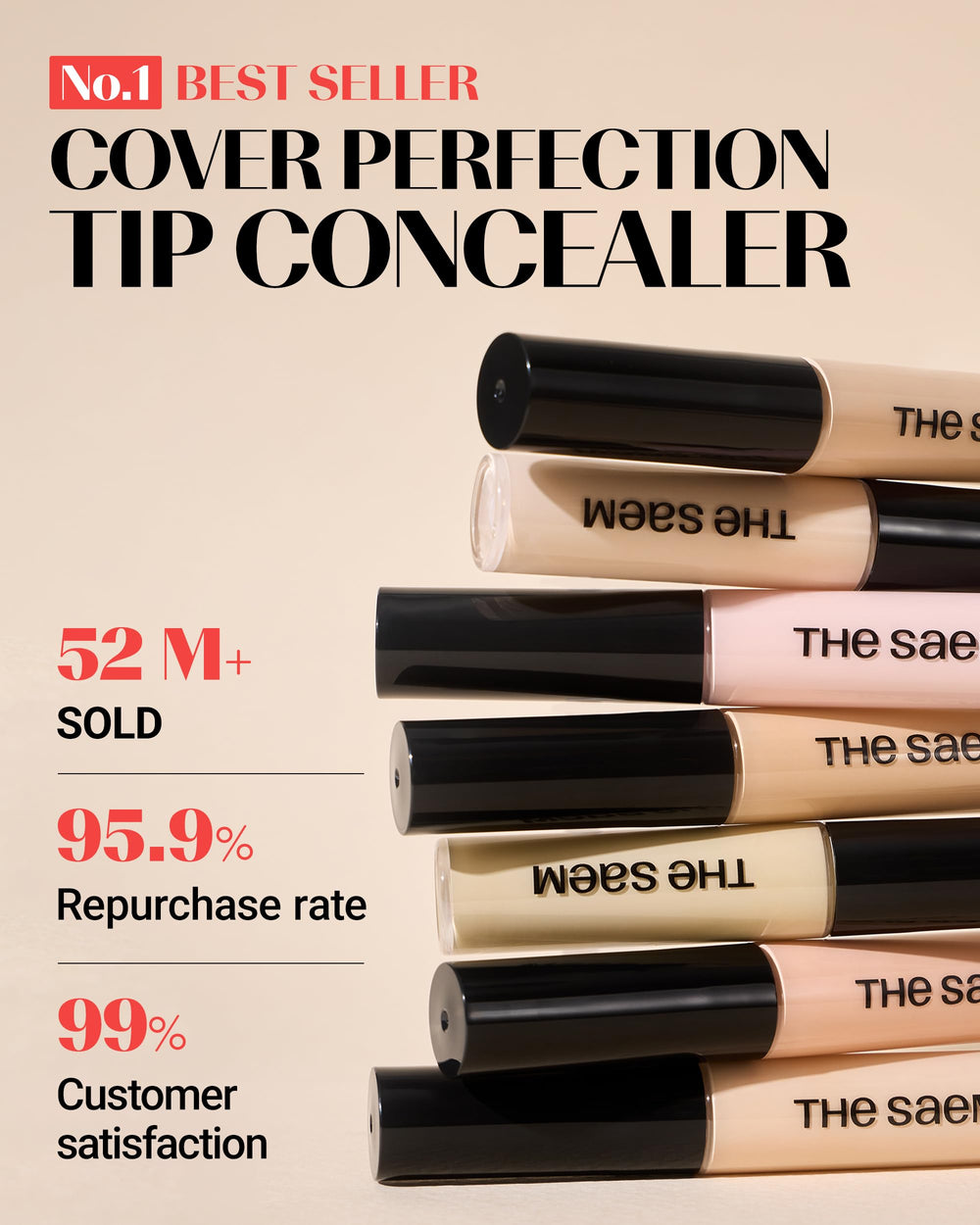 THESAEM Cover Perfection Tip Concealer shade swatches illustrate easy color matching across seasons.