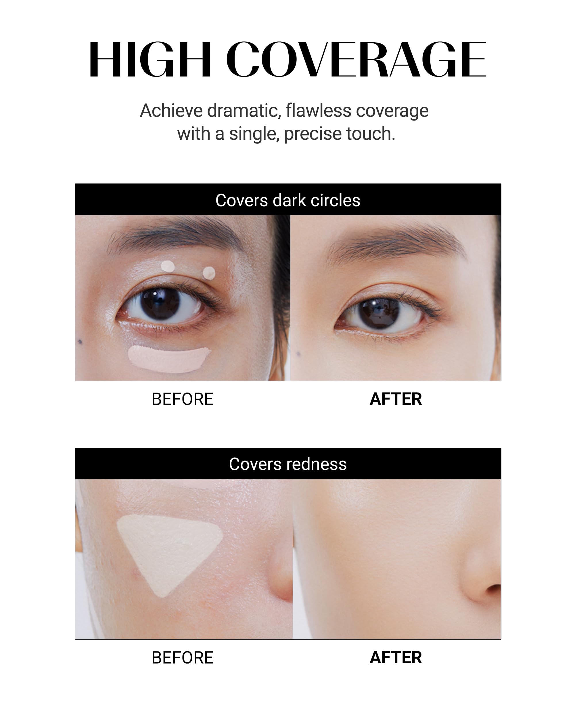 THESAEM Cover Perfection Tip Concealer under-eye application demonstrates brightening with natural finish.