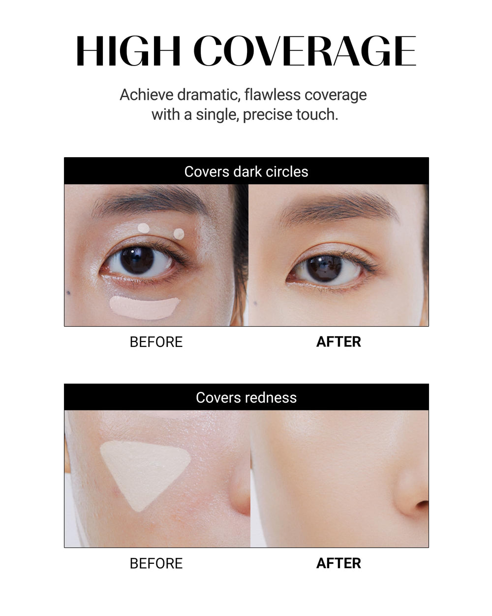 THESAEM Cover Perfection Tip Concealer under-eye application demonstrates brightening with natural finish.