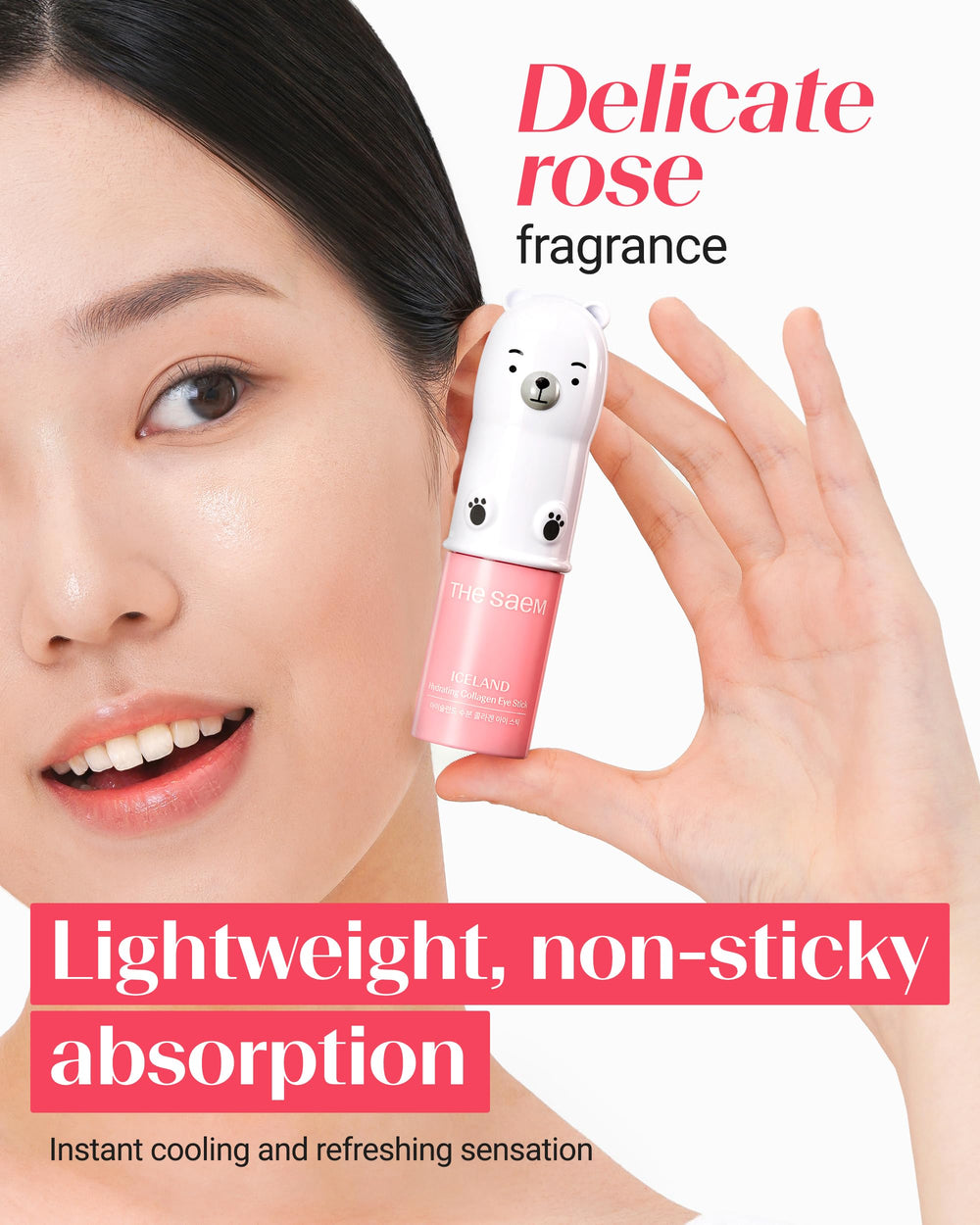 THESAEM Iceland Hydrating Eye Stick stick-form applicator offers precise under-eye targeting.