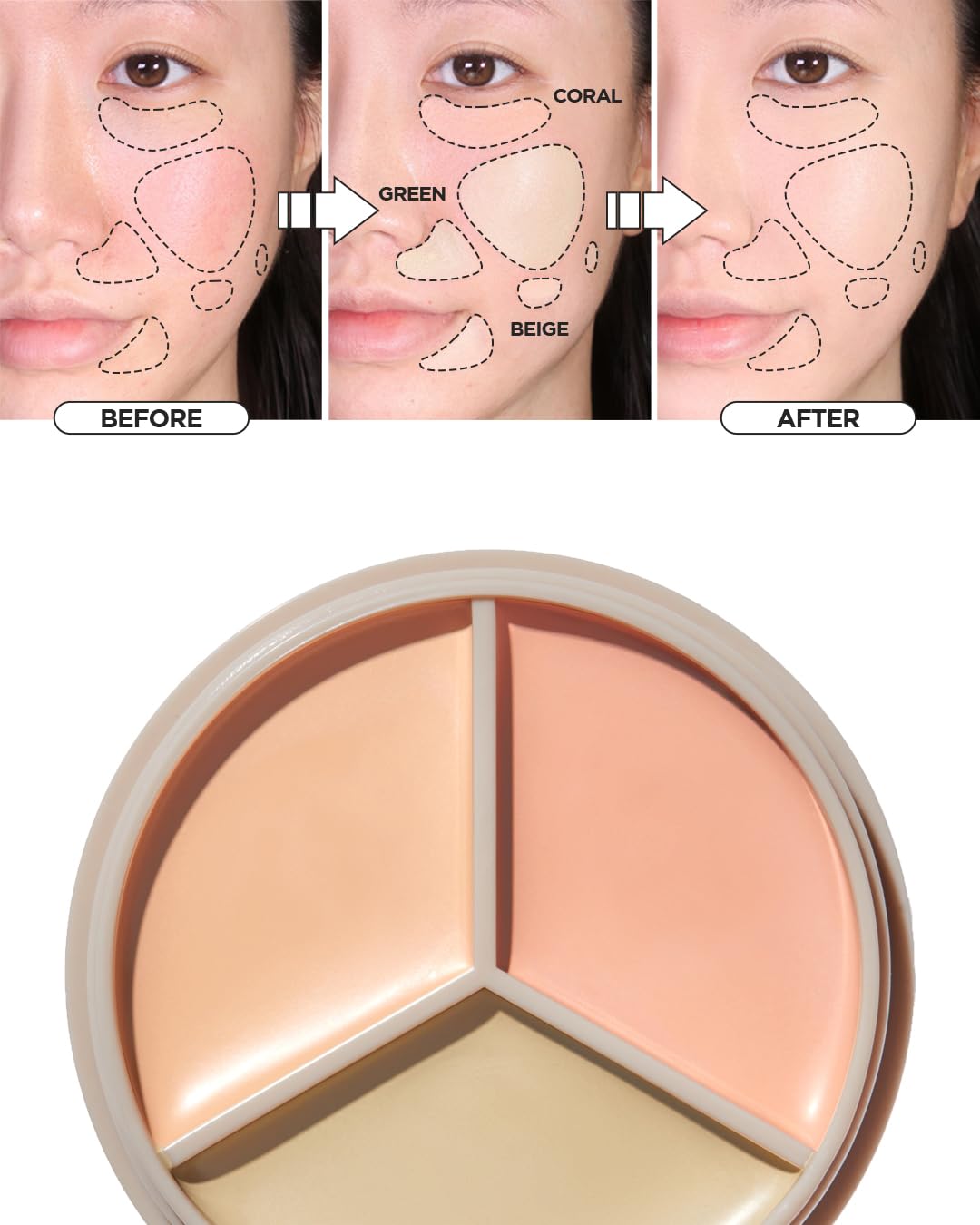 THESAEM Light Green corrector swatch neutralizes redness for calmer skin