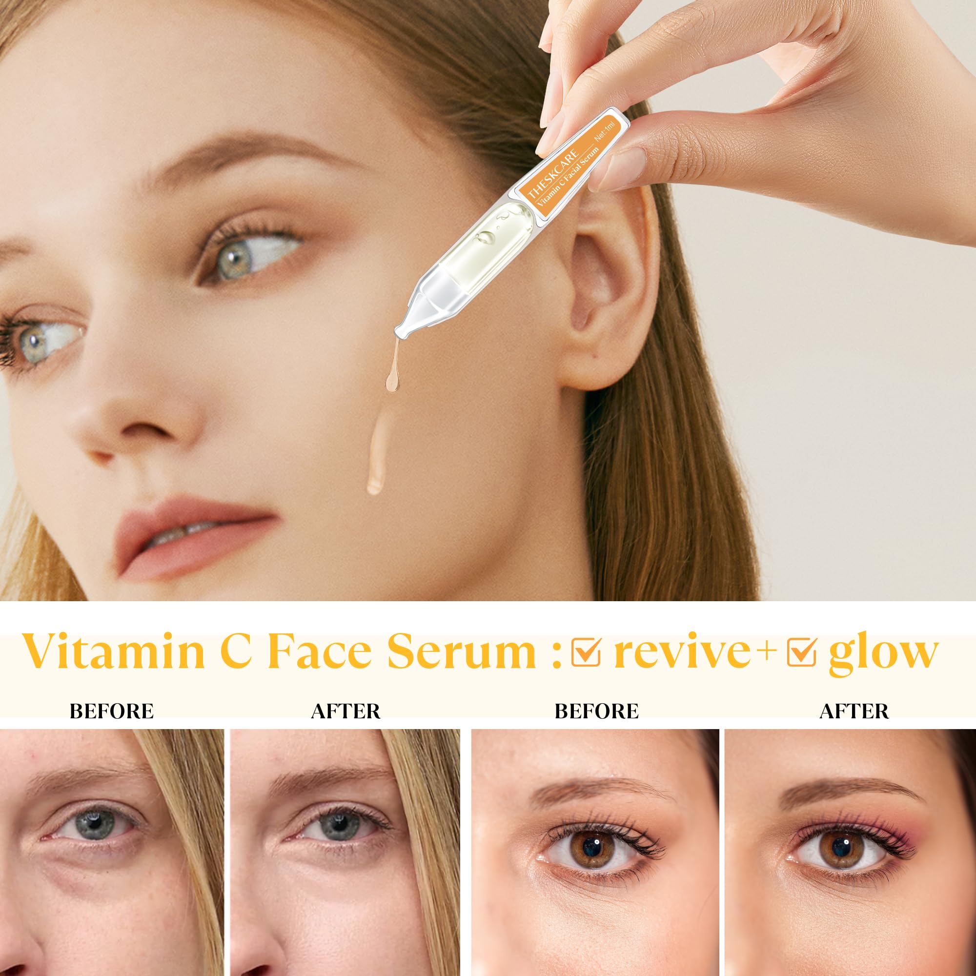 THESKCARE Vitamin C Serum bottle beside skincare items for radiant hydration