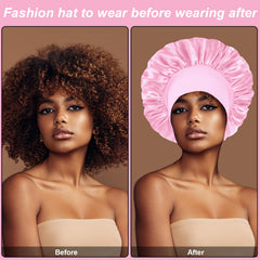 Theyakmer silk bonnet black-wear shows a comfortable elastic band for secure fit.