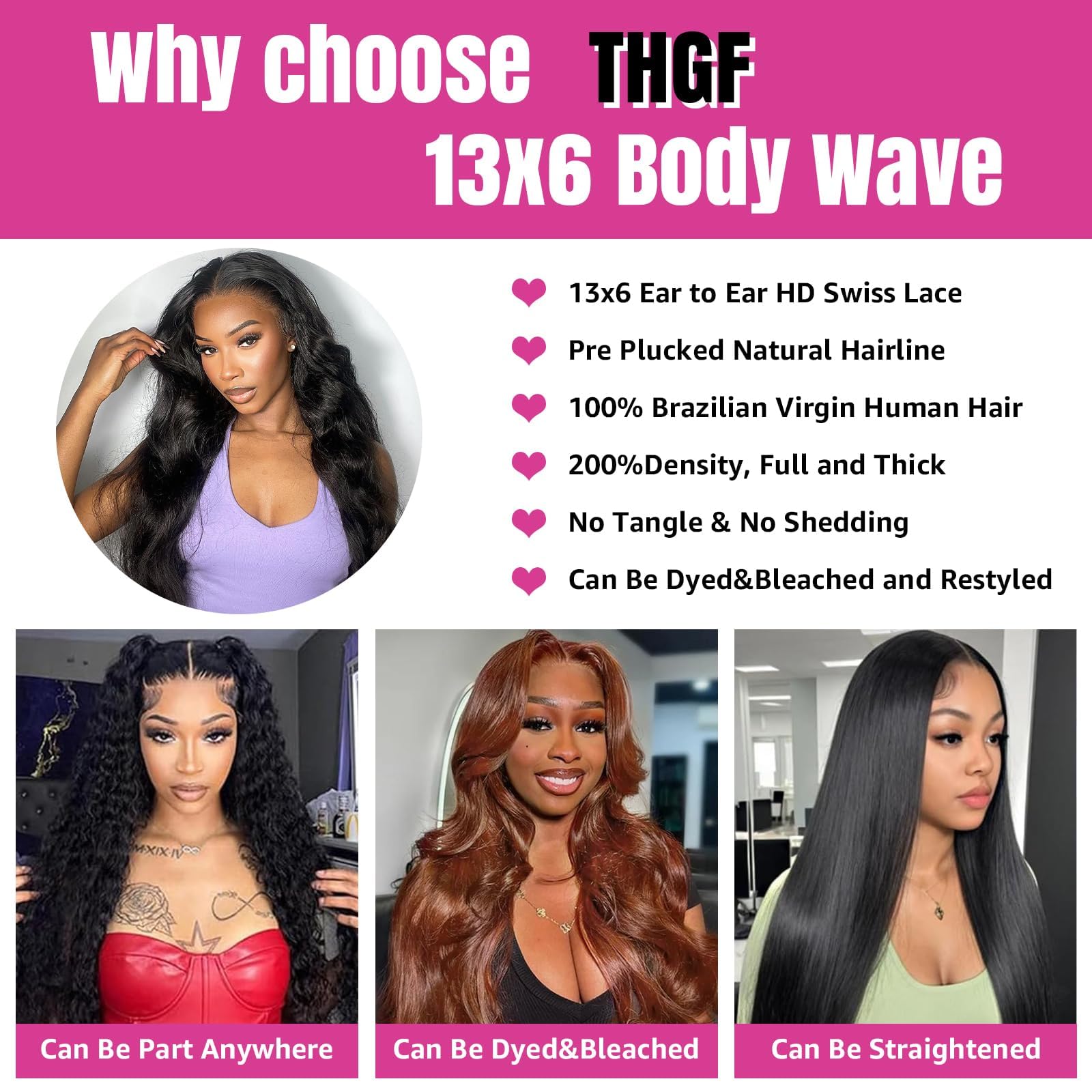 THGF 30-inch wig back view highlights fullness and natural movement.