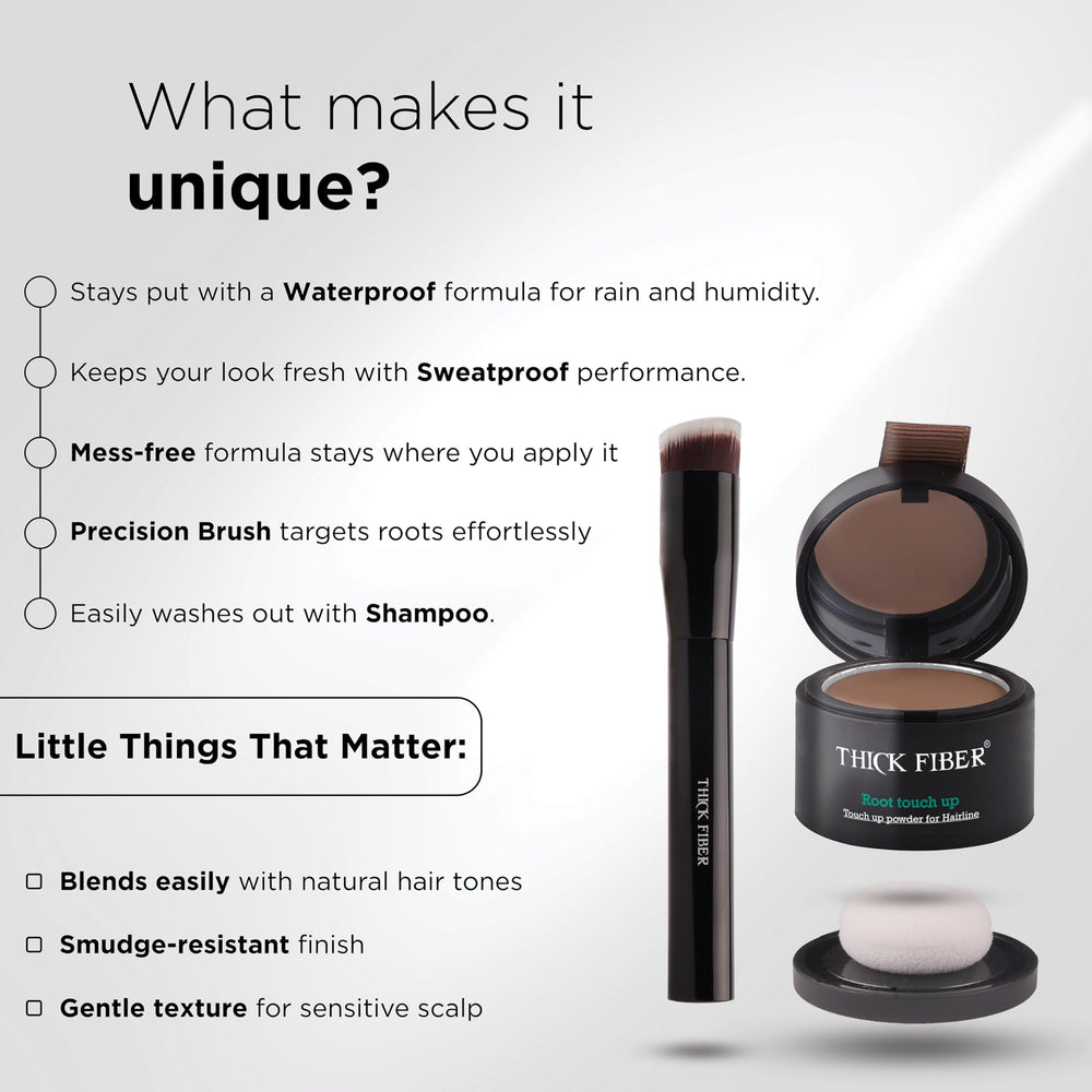 Thick Fiber root concealer on thinning hair creates a fuller look.