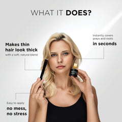 THICK FIBER root touch up brush enables precise application for a natural hairline