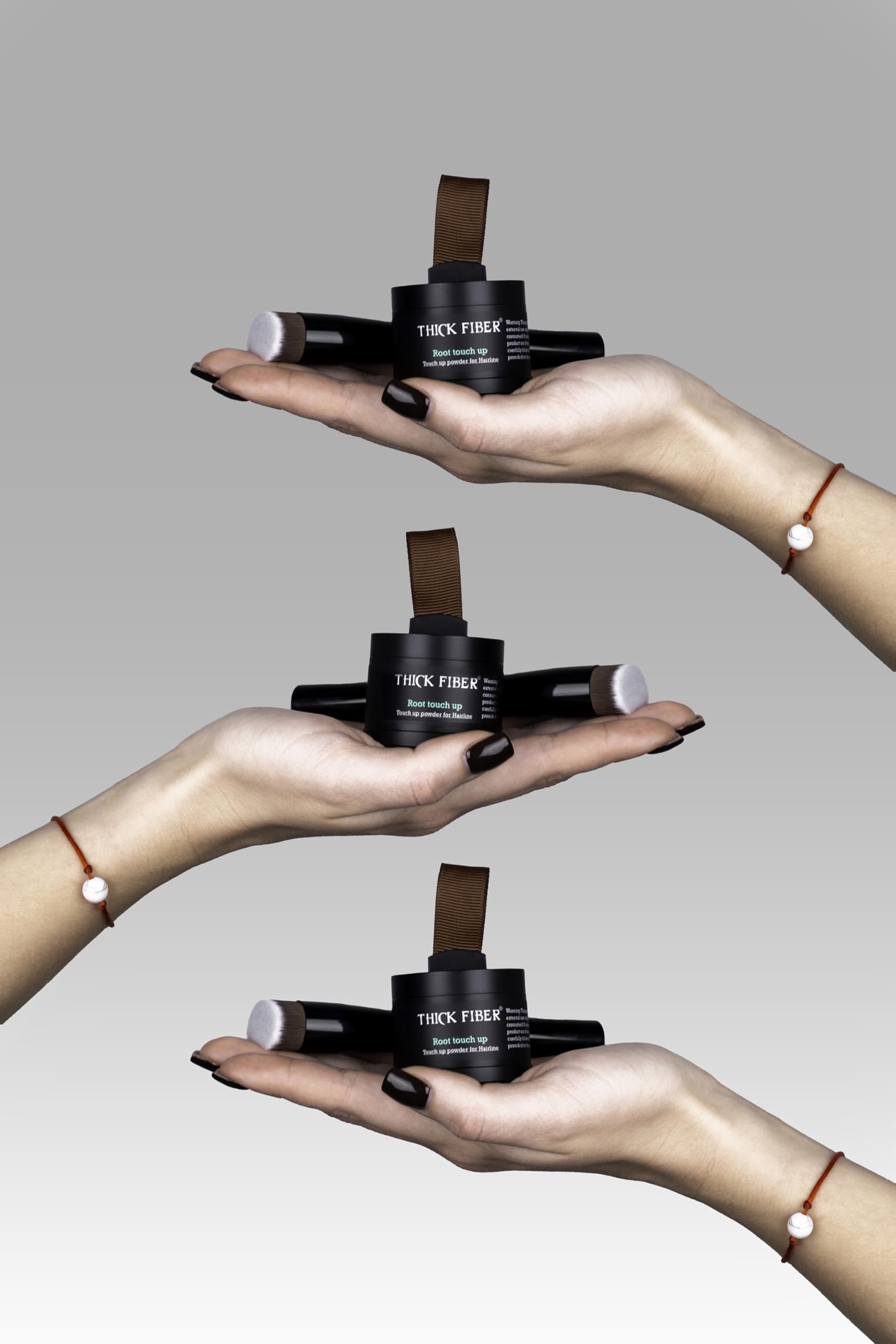 Thick Fiber Root Touch Up Set after-application look for fuller hairline.