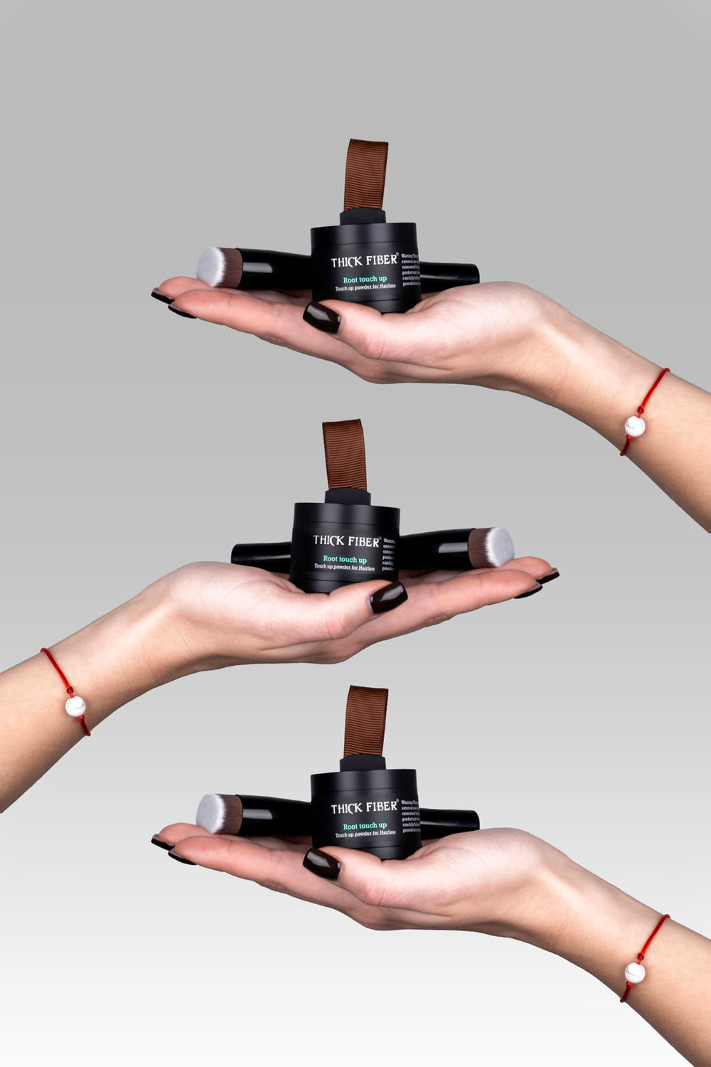 Thick Fiber Root Touch Up Set after-application look for fuller hairline.