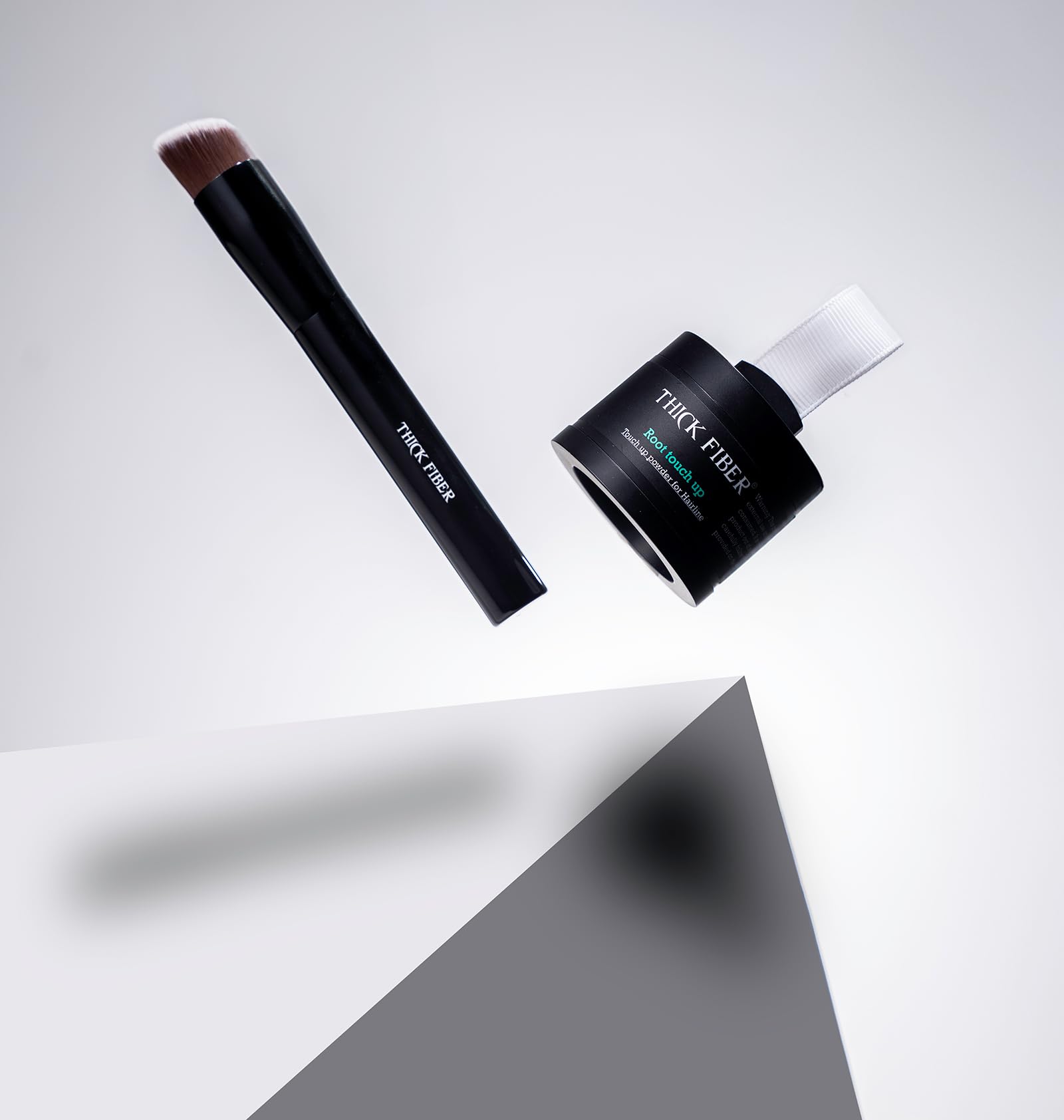 Thick Fiber travel-ready set fits in a bag for quick touch-ups.