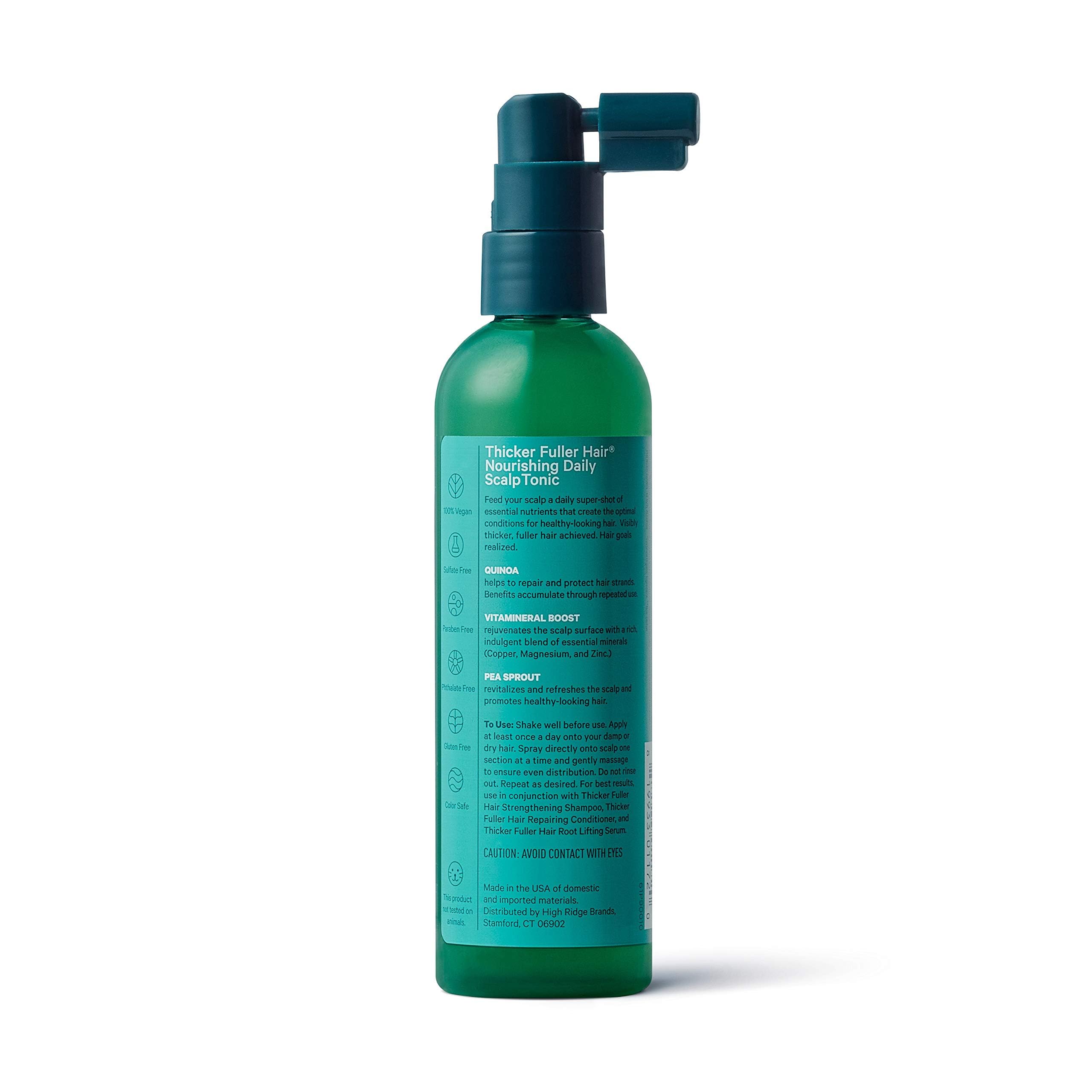 Thicker Fuller Hair tonic scalp massage shows a calm, easy routine