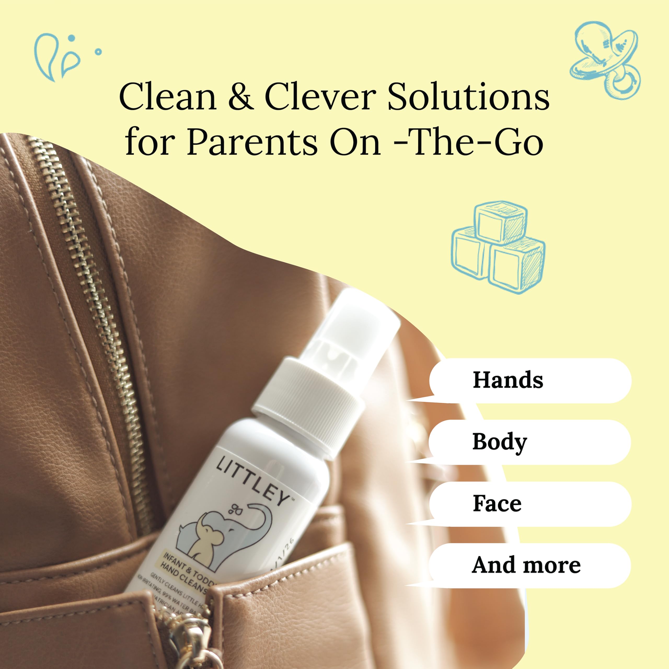 Think Smarter Products Littley clean hands after play scenario emphasizes quick no-rinse use