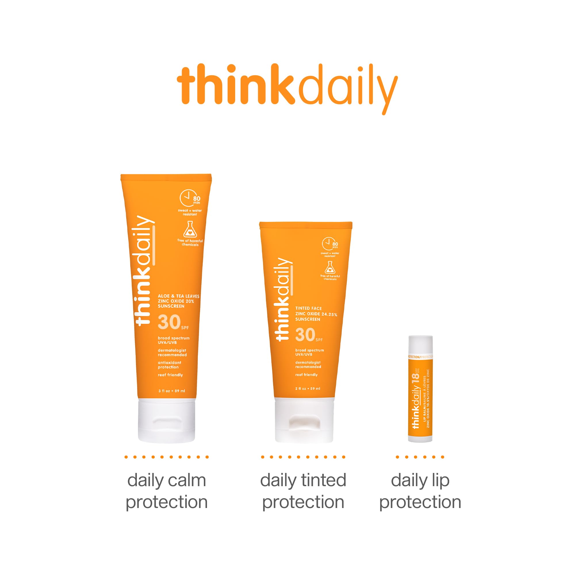 Thinkdaily SPF30 mineral sunscreen vegan label highlights clean formula