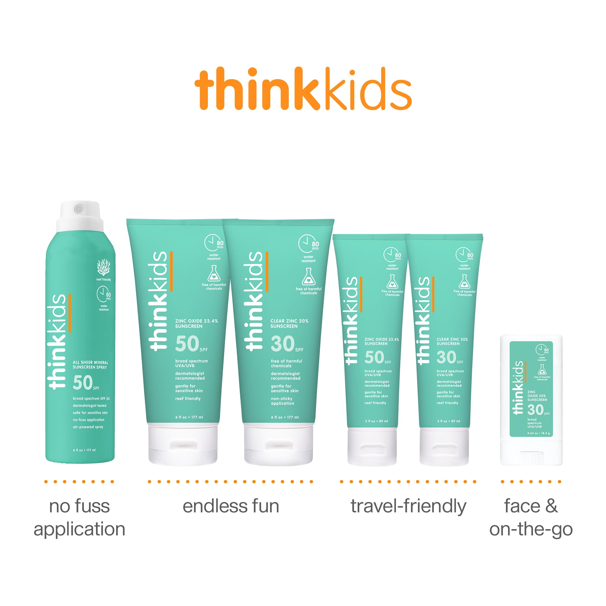Thinkkids bottle with SPF-50-plus details implies strong UV protection for outdoor adventures