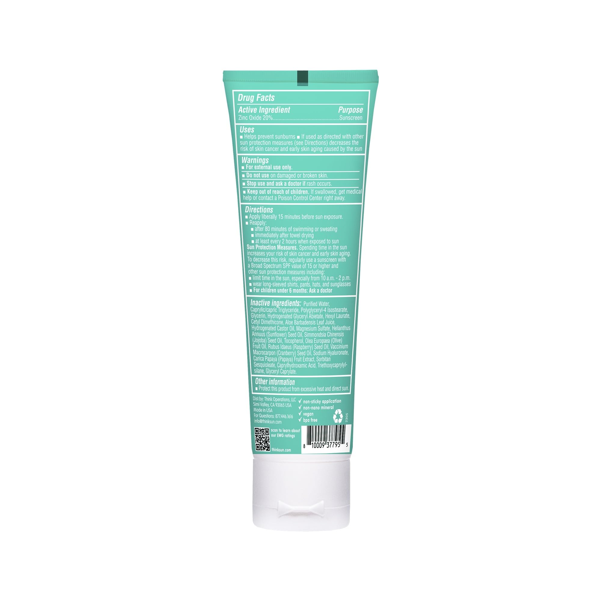 Thinkkids SPF 30 mineral sunscreen cream texture close-up highlights quick absorption for busy mornings