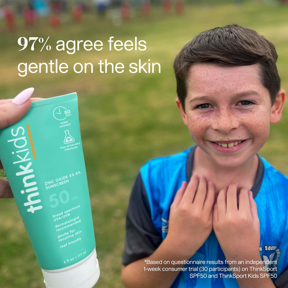 Thinkkids sunscreen cream absorption demonstrates non-greasy feel during active play