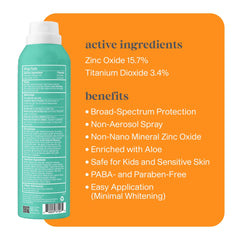 Thinksport Kids Sunscreen Spray being misted for fast, even coverage