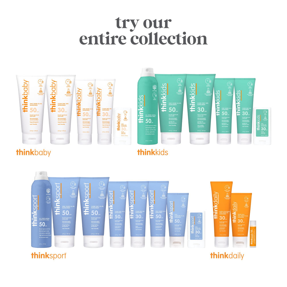 Thinksport non-nano zinc-oxide product close-up highlighting clean mineral protection