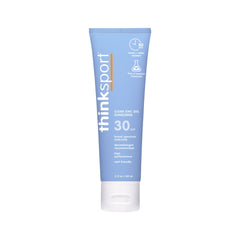 Thinksport SPF30 clear zinc oxide bottle provides easy mineral sun protection on the go