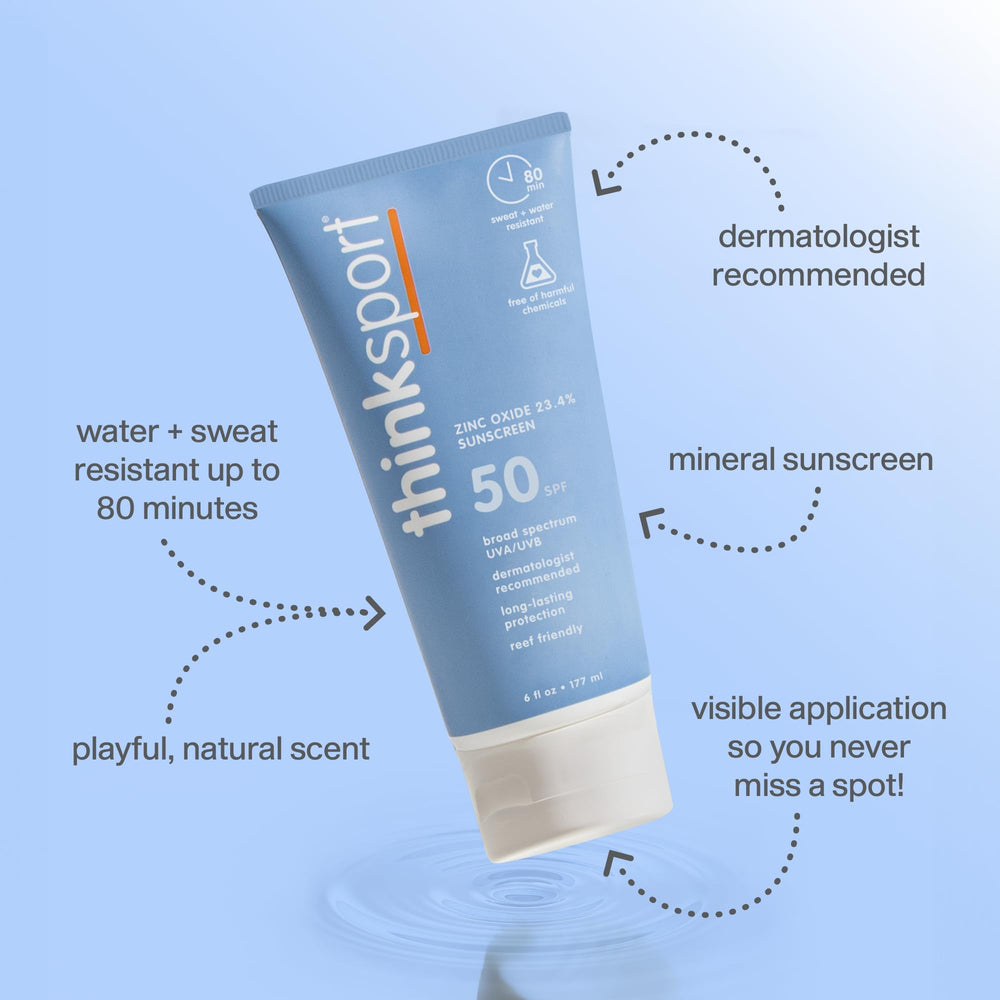 ThinkSport water-resistant up to 80 minutes for swimming and sweating.