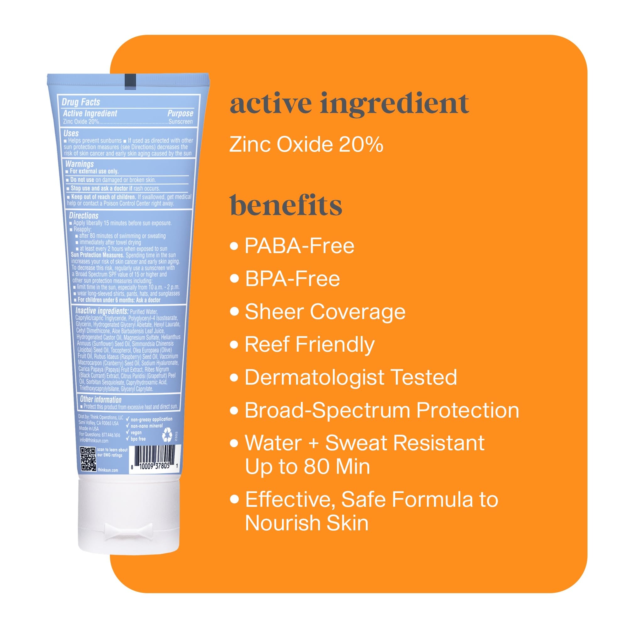 Thinksport water-resistant sunscreen bottle demonstrates 80-minute protection during swimming