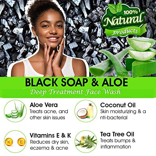 This Soap Works natural black soap aloe lather on face signals a refreshing cleanse and cooling sensation.