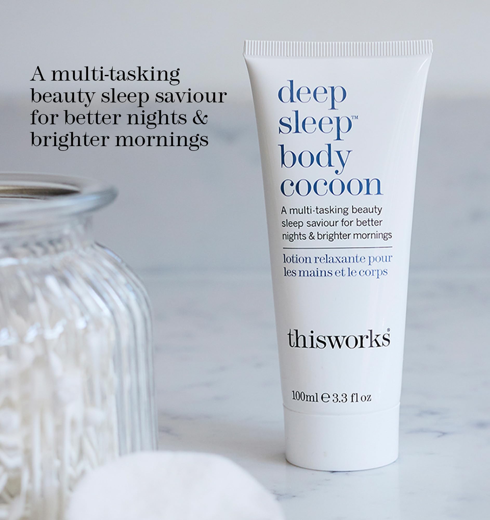 Travel-size Deep Sleep Body Cocoon tube ready for on-the-go use.