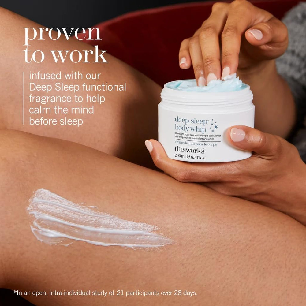 THISWORKS Deep Sleep Body Whip lavender-camomile-vetivert fragrance fosters a soothing sleep ritual