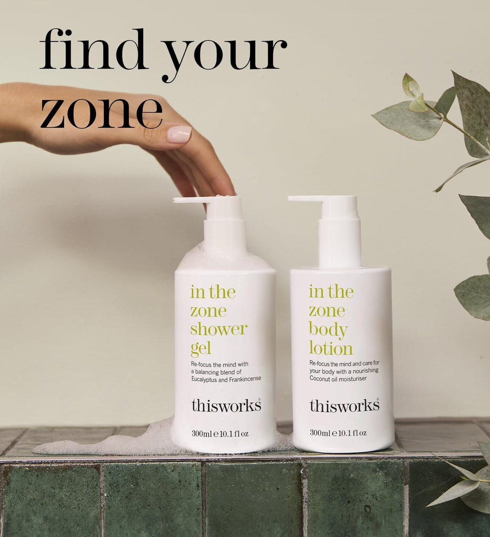 THISWORKS In The Zone lifestyle scene shows bedtime ritual for calm focus.