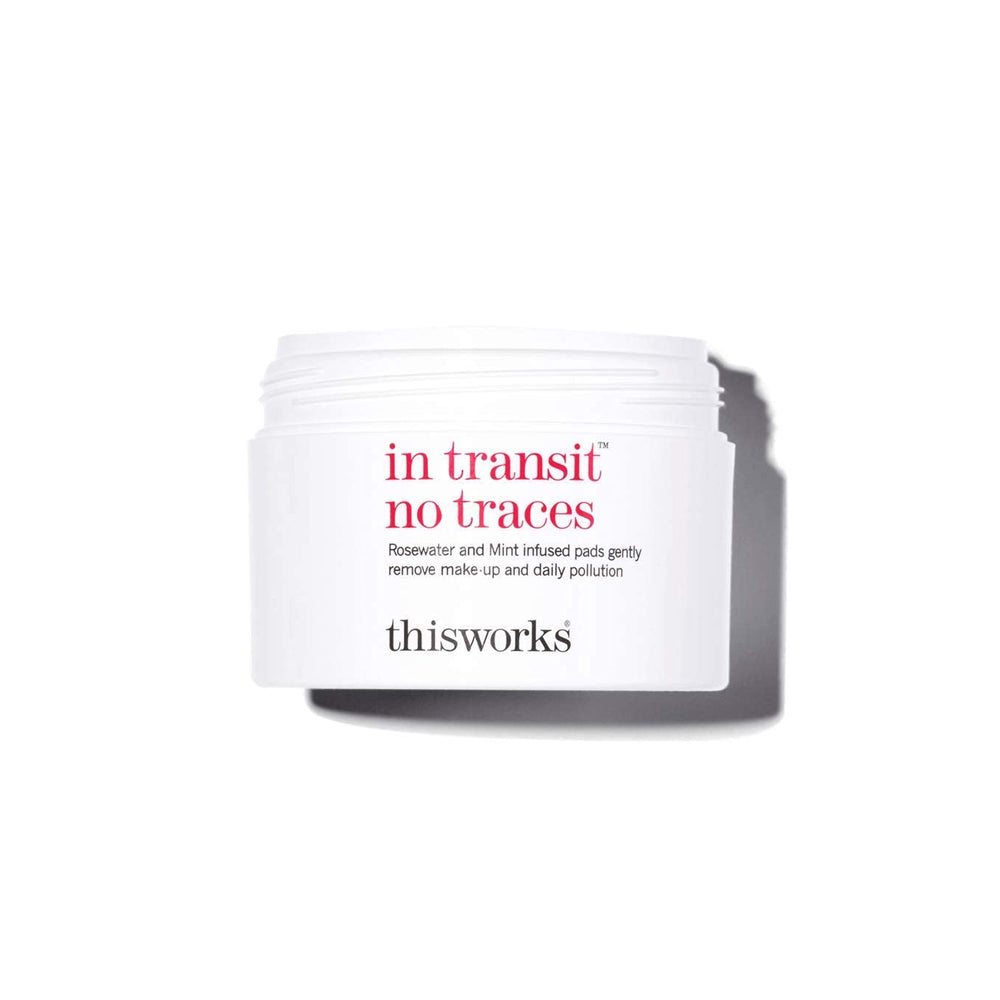 THISWORKS In Transit No Traces pads in-use morning routine for refreshing cleanse