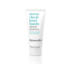 THISWORKS Stress Check Kind Hands 75ml bottle close-up showing calming fragrance for dry skin comfort