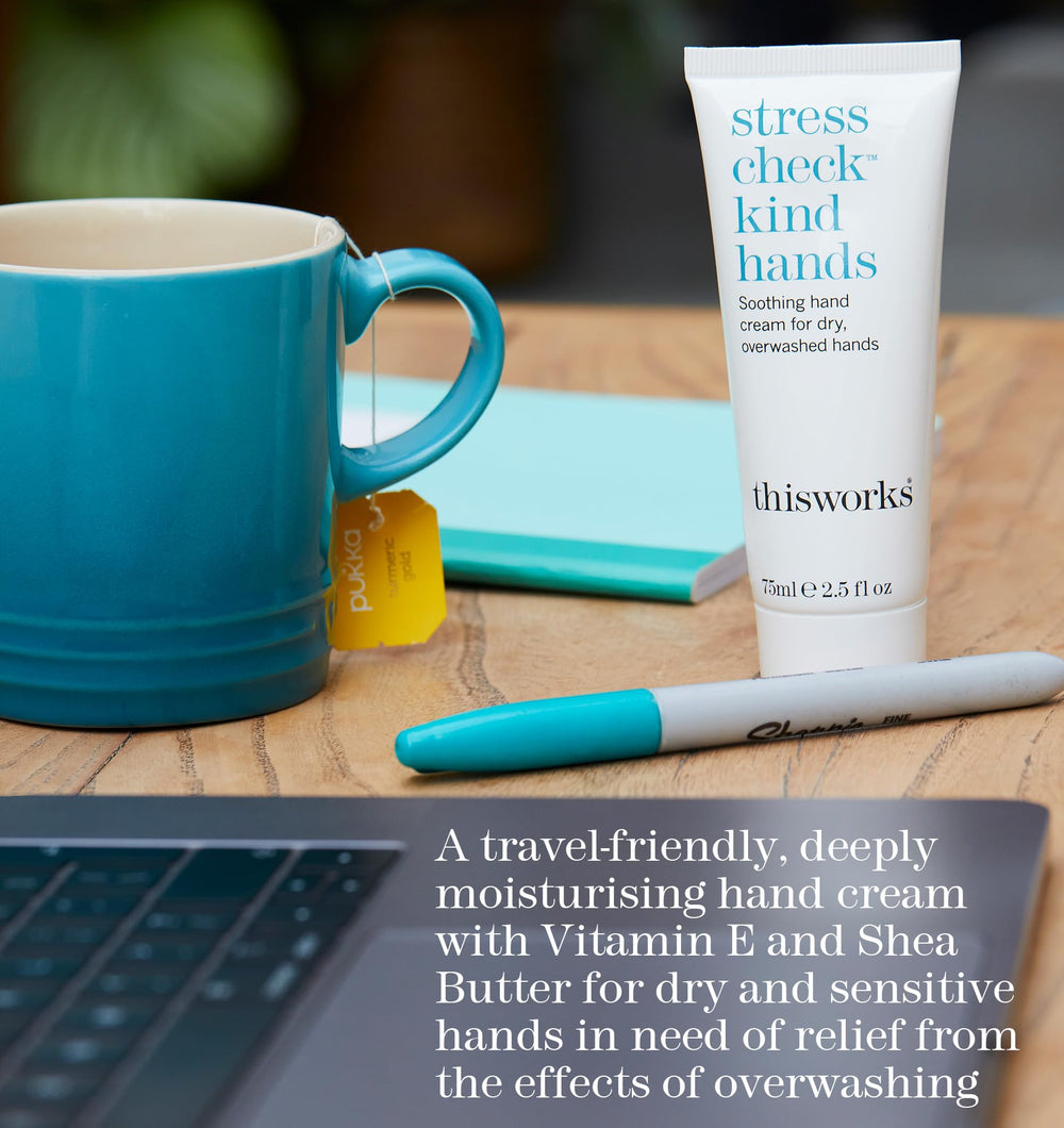 THISWORKS Stress Check Kind Hands jar label highlights vegan, cruelty-free formulation