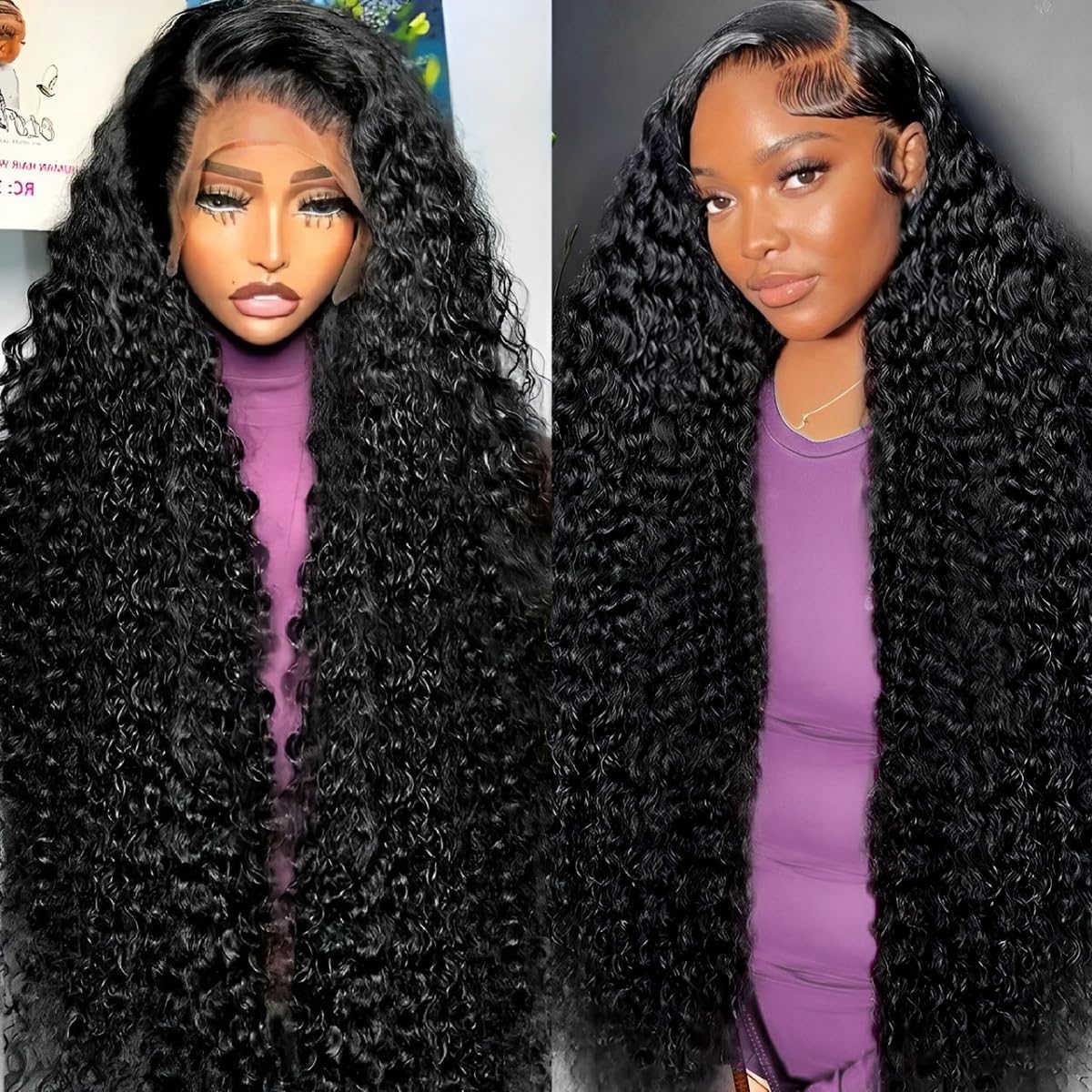 Tholap 30-inch deep wave wig front view reveals natural-looking hairline for daily wear.