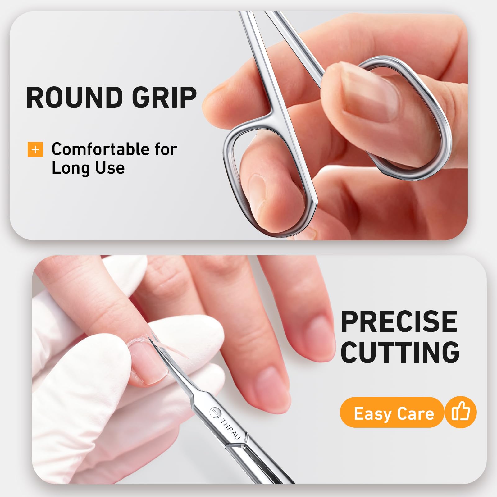 THRAU cuticle scissors eyebrow trimming tip for precise shaping