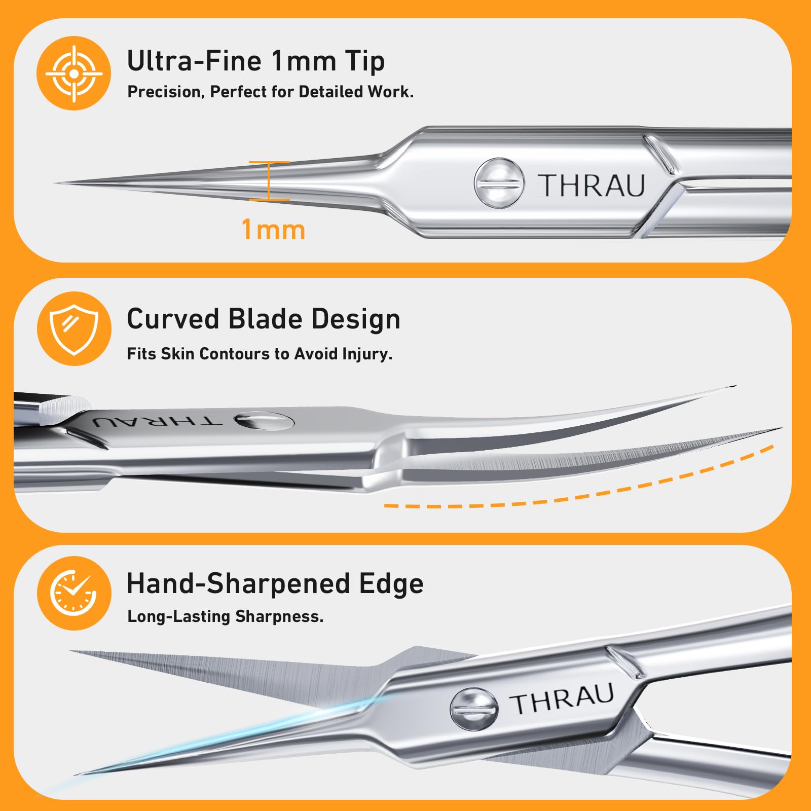 THRAU cuticle scissors multipurpose use for dry skin