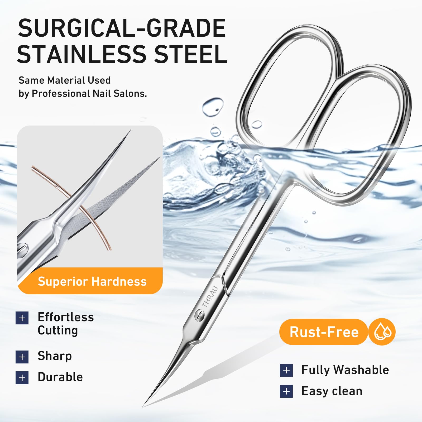 THRAU cuticle scissors for manicure and pedicure compact tool