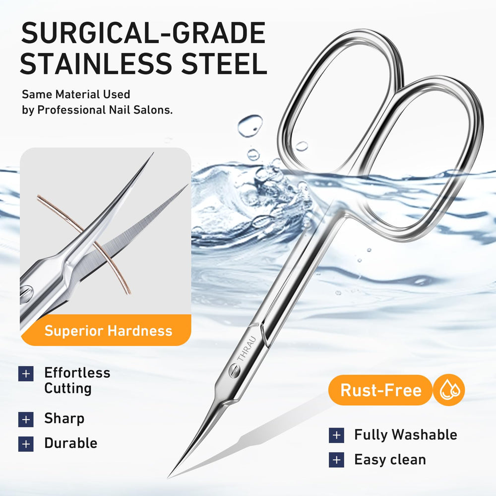 THRAU cuticle scissors for manicure and pedicure compact tool
