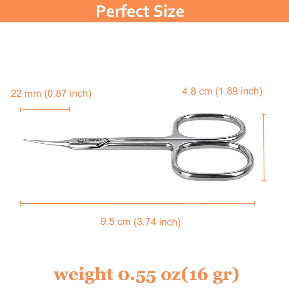 THRAU cuticle scissors pointed tip for reaching tight angles and fine detail